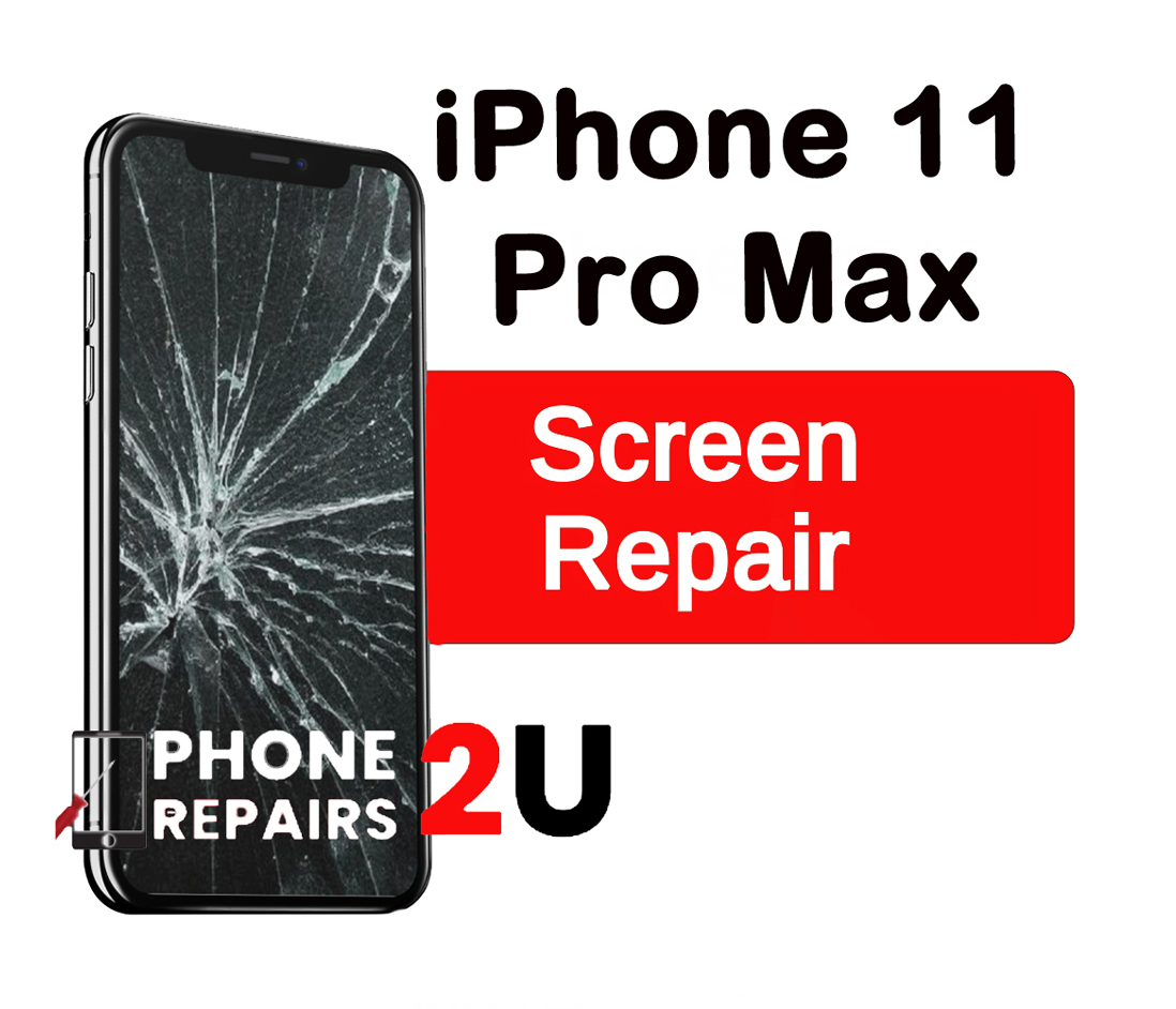 A broken iPhone 11 Pro with a shattered screen