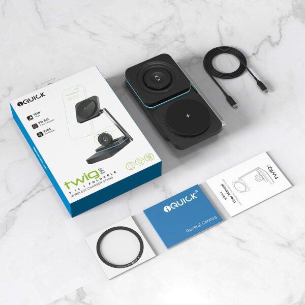 IQuick Twig T6 3 in 1 Foldable Wireless Charger Stand