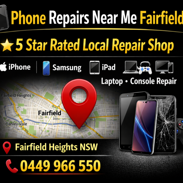 Phone Repairs Near Me Fairfield – Same Day Mobile Repair Looking for phone repairs near me in Fairfield NSW? Our professional technicians provide fast, affordable mobile phone repair services for iPhone, Samsung, iPad, laptops, and gaming consoles  Our Repair Services 📱 iPhone Screen Repair 📱 Samsung Screen Replacement 🔋 Battery Replacement 🔌 Charging Port Repair 💧 Water Damage Repair 💻 Laptop Repair 🎮 PlayStation & Console Repair Why Choose Us ✔ Same Day Repairs ✔ Professional Technicians ✔ Affordable Prices ✔ Warranty on Repairs ✔ Trusted Local Repair Shop Visit Our Store 📍 239 The Boulevard Fairfield Heights NSW 📞 0449 966 550 If you need phone repair near Fairfield, visit our store today for fast and reliable service 