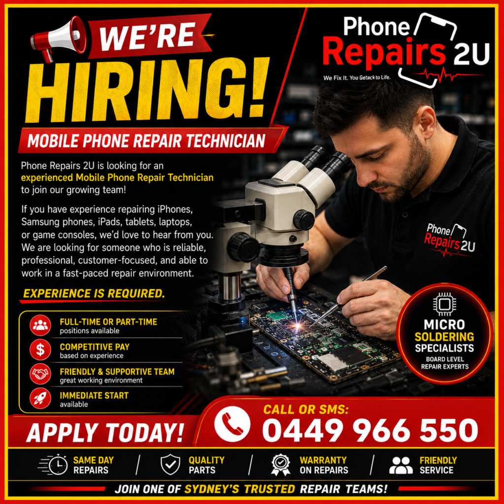 Phone Repairs 2U is hiring a Mobile Phone Repair Technician